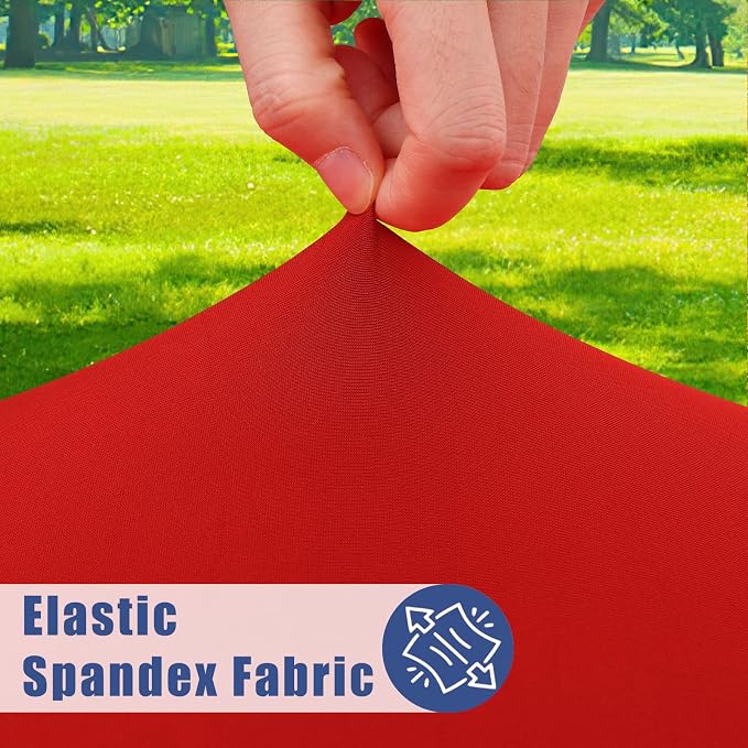 Moosfor Spandex 8 Foot Rectangle Table Cloth 6 Pack, Elastic Fitted Tablecloths for Picnic, Stretch Washable Patio Table Cover for Outdoor, Camping, Banquet and Parties (Red, 30"x96")
