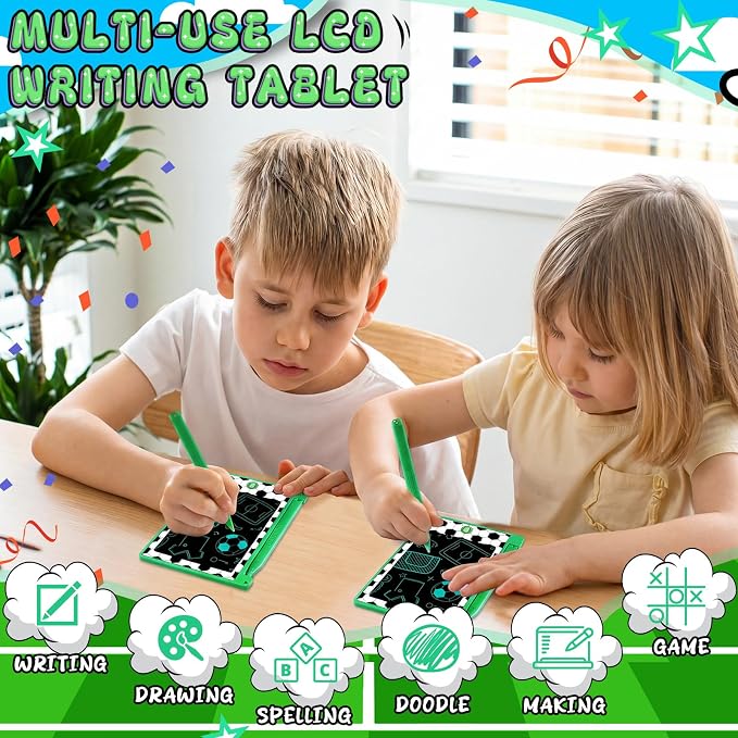 Nezyo 12 Pack Soccer Party Favors LCD Writing Tablet for Kids 4.6 Inch Soccer Drawing Tablet Erasable Reusable Electronic Drawing Pads for Birthday Supplies Gifts Goodie Bags Stuffers