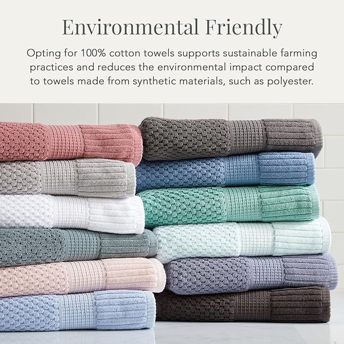 NY Loft 100% Cotton Towel Set 6 Piece | Super Soft & Absorbent Quick-Dry 2 Bath Towels 2 Hand Towels & 2 Washcloths |Textured and Durable Cotton | Trinity Collection (6 Piece Set, Seafoam)