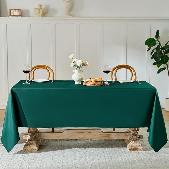 Rectangle Tablecloths 90x132 Inch 10 Pack Dark Green Tablecloth for 6ft Washable Decorative Polyester Table Cloths for 8ft Dining Table Banquets Buffet Parties and Wedding