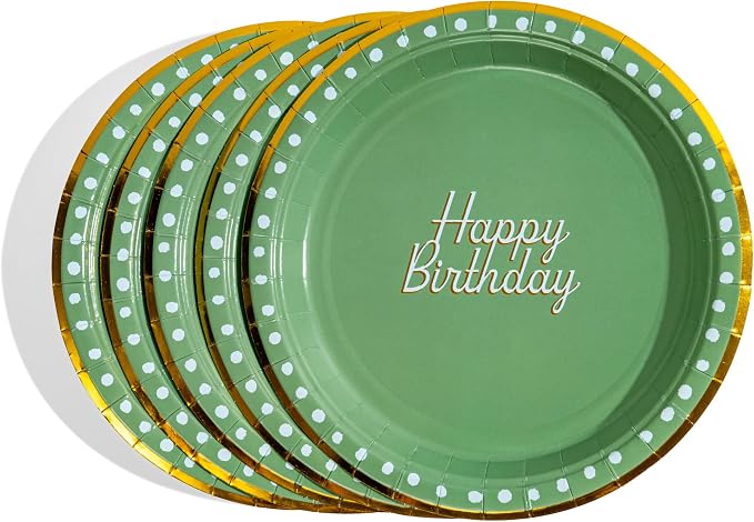 Birthday Party Celebration, Stylish Tableware Set for 8 Guests – Blue/Green