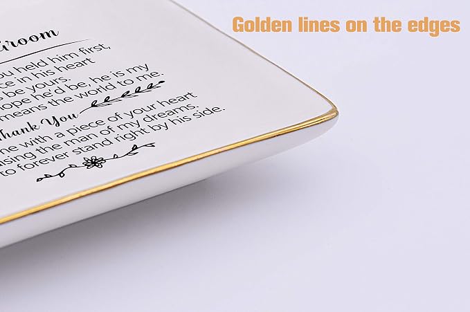 Topthink Gift for Mother of the Groom From Bride-You Loved Him First,You Held Him First-Thank You New Mom - Wedding,Bridal Shower Gift- Ceramic Jewelry Holder Ring Dish Trinket Box Tray