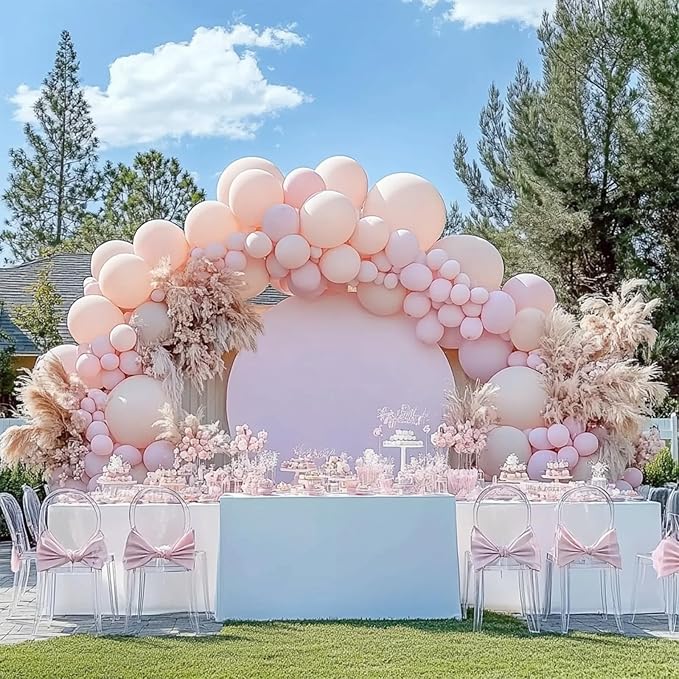 108Pcs Pink Double Stuffed Balloons Different Size, 18/12/10/5 inch Pastel Light Pink Balloons Garland Arch kit for Baby Shower Birthday Bridal Wedding Princess Party Decoration