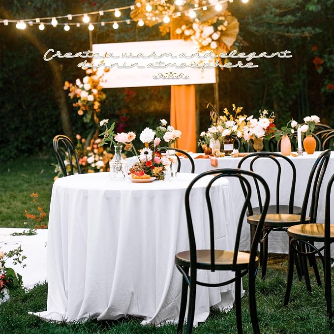 12 Pack White Round Tablecloth 120 Inch - Polyester Table Cloth for Round Tables, Premium Circle Tablecloth Linens Washable Fabric Bulk Table Cover for Wedding Party Banquet Restaurant Reception
