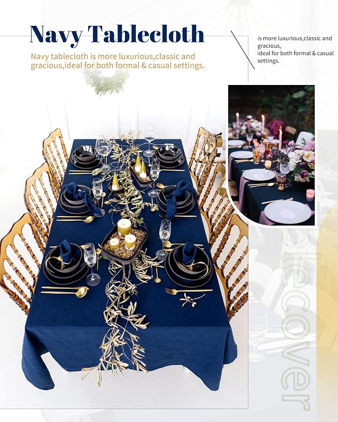 4 Pack Navy Blue Tablecloths for 6 Foot Rectangle Tables 60 x 102 Inch Table Cloth Rectangle Table Clothes Wrinkle Resistant Washable Polyester Table Cover for Wedding Reception Banquet Party Buffet