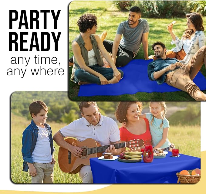 Party Solids 66% Thicker Premium Dark Blue Plastic Table Cover Roll 40" X 300' Table Cloth Plastic Cover Roll Quality Thick Banquet Rolls Disposable Tablecloth Rolls Strong American Based Company