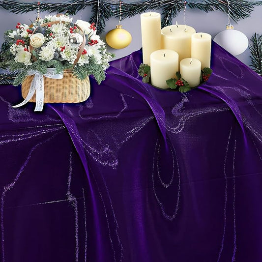 MDS Pack of 75 Yard Sheer Organza Fabric for Wedding Party Home Event Banquet Decorations, Backdrop Curtain Craft Dress Sewing Fashion DIY Crystal Organza Tulle Fabric Bolt 44” Wide - Purple