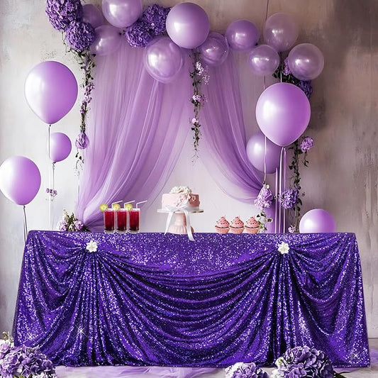 PartyDelight Purple Sequin Tablecloth Sparkly Table Cloth Rectangular 60x120