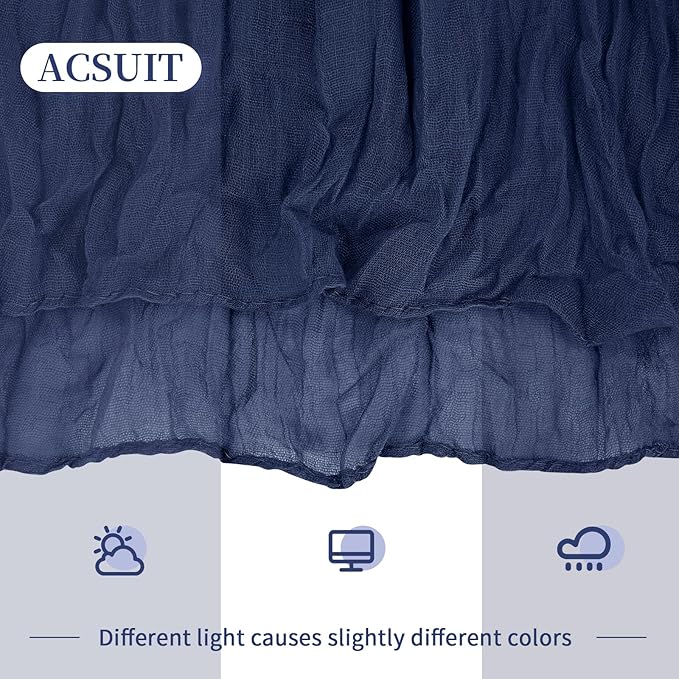 16 Pack Navy Blue Cheesecloth Table Runner 20 x 120 inch Gauze Table Runners 10 FT Long,Semi Sheer Boho Cheese Cloth Fabric Table Runner Bulk for Wedding,Party,Baby Shower,Bridal Shower Decoration