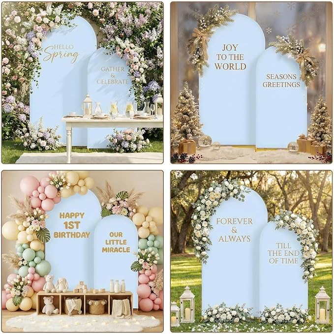 Toolterritary Metal Arch Backdrop Stand and Cover Set, 7.2FT, 6FT | Party Backdrop, Easy to Assemble, For Parties, Birthday, Baby Shower