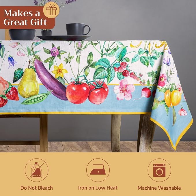 Maison d' Hermine Table Cloth Rectangle Table 100% Cotton 70 x 90 Inches Tablecloth Reusable Decorative for Dining Kitchen Room Farmhouse Party Home Hotel Restaurant Spring Summer - Giverny