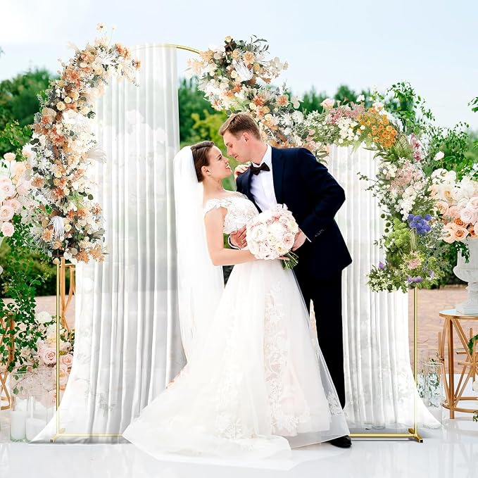 Metal Arch Backdrop Stand, 7.2FT+6FT Wedding Arch Frame, Balloon Arch Backdrop Stand Set of 2, Gold Wedding Arch Backdrop Stand for Wedding Birthday Party Baby Shower Graduation Ceremony Decor