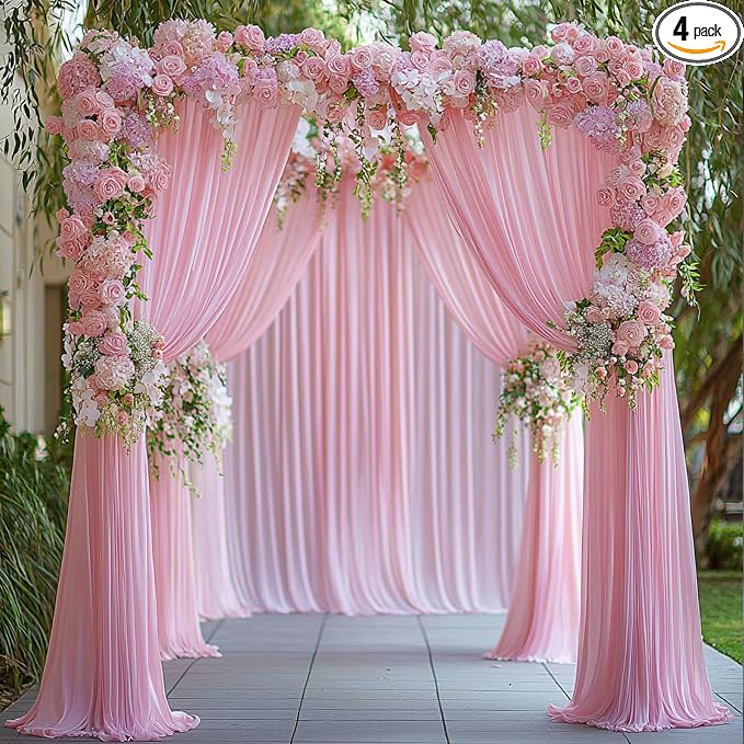 20ftx14ft Baby Pink Backdrop Curtains for Wedding-Wrinkle Free Backdrops Curtain Drapes Fabric Decorations Photo Back Drop Cloth for Baby Shower Photography Stage Reception 14Panels 14ft(H) x 5ft(W)