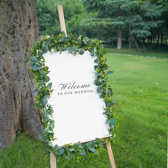 2 Pcs Eucalyptus Garland,5.9 FT Artificial Greenery Garland Fake Vines Flower Garlands for Wedding Table Centerpieces Arch Indoor Outdoor Wall Backdrop Decorations