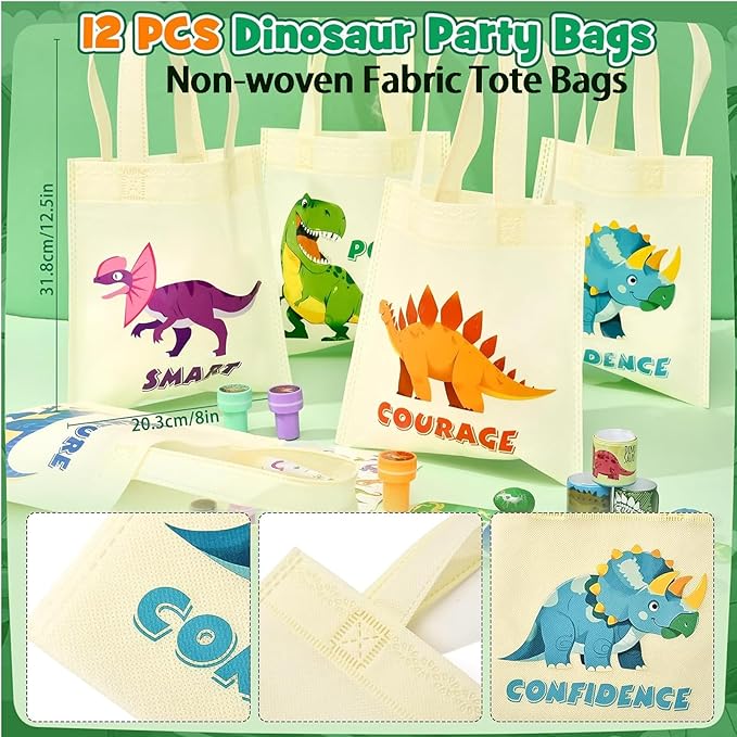 146pcs Dinosaur Party Favors - Dinosaur Birthday Party Supplies & Non-woven Goodie Bags for Kids Birthday, Dino Themed Party Decorations Gifts Pinata Fillers Stuffers Toys