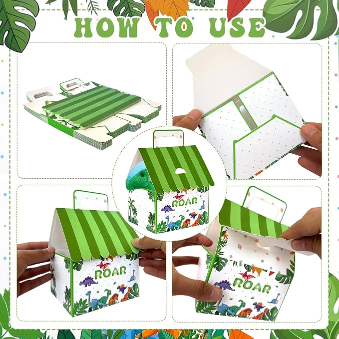 38 Pcs Adopt a Dinosaur Party Favors Include 12 Mini Dinosaur Stuffed Animals 12 Foldable House Gift Boxes 12 Adoption Card 1 Adoption Sign 1 Fence for Adopt A Pet Party Dino Birthday Supplies