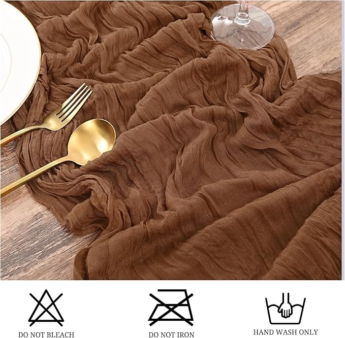 15 Pack Brown Table Runner 17 x 108inch Cheesecloth Table Runner Boho Gauze Table Runners Rustic Sheer Fabric Cheese Cloth Table Runners for Wedding Party Bridal Shower Farmhouse Thanksgiving Decor