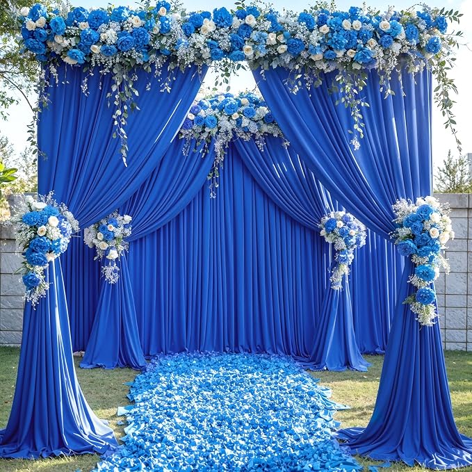 6 Panels Royal Blue Backdrop Curtains for Wedding Party Wrinkle Free Backdrops Curtain Drapes Fabric Decorations Photo Back Drop Cloth for Baby Shower Photography Stage Reception 30ft(W) x 12ft(H)