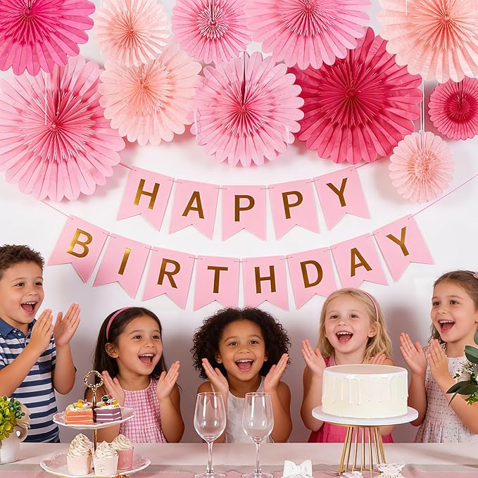 Paper Jazz Hot Pink Paper Flower Birthday Decoration, Large Paper Fans Party Decoration,Giant Decorations Valentines Day Decorations for Birthday Baby Shower Graduation Galentine's Day.