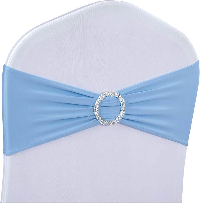 Spandex Chair Sashes Bows - Babenest 30PCS Premium Stretch Chair Cover Band with Buckle Slider Universal Elastic Chair Ties for Wedding Party Ceremony Reception Banquet Decoration (Sky Bule)