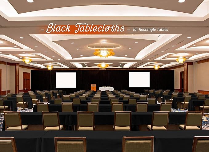 10 Pack Black Table Clothes for 8 Foot Rectangle Tables 60 x 126 Inch Black Tablecloth 8ft Tablecloths Linen Polyester Fabric Washable Table Cloth Rectangle Cover for Parties Wedding Banquet