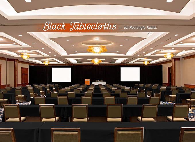 10 Pack Black Table Clothes for 6 Foot Rectangle Tables 60 x 102 Inch Rectangle Tablecloth 6ft Table Cloth Linen Polyester Fabric Washable Black Tablecloths for Parties Wedding Banquet