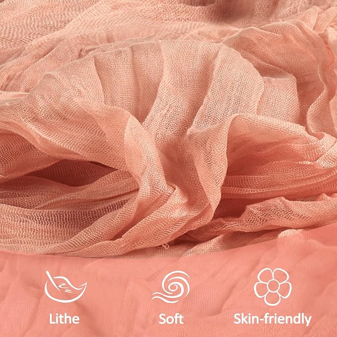 12 Pack Coral Cheesecloth Table Runner 10Ft Spring Gauze Cheese Cloth Table Runner 35x120 Inch Boho Sheer Rustic Fabric for Holiday Party Decor Baby Shower Wedding Decorations