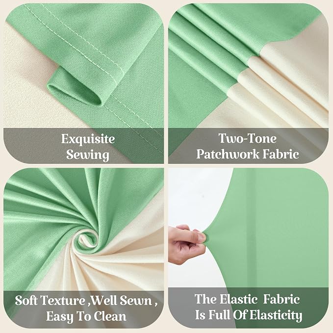 7.2FT 6FT Arch Backdrop Cover for Party, Set of 2 Stretchy Spandex Fitted Arch Stand Cover for Baby Shower, Birthday Wedding Decor, Chiara Backdrop Cover with Double-Sided Design(Beige, Green)