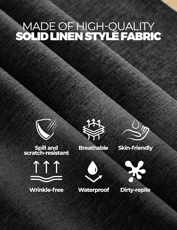 Decorelia Waterproof Black Table Cloths for Rectangle 6 Ft Table-2 Pack, Washable Polyester Rustic Fabric Faux Linen Reusable Table Cloth Cover for Wedding,Outdoor,Events, Party,Dining, 60x102 Inch