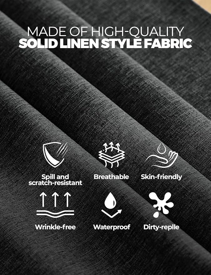 Decorelia Waterproof Black Table Cloths for Rectangle 8 Ft Table-4 Pack, Washable Polyester Rustic Faux Linen Reusable Table Cloth Cover for Wedding,Outdoor,Events, Party,Banquet, Dining, 60x120 Inch