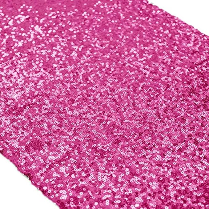 ShinyBeauty Hot Pink Sequin Table Runner 12x108-Inch Wedding Shower Decorations Fuchsia Table Runner-Pack of 5