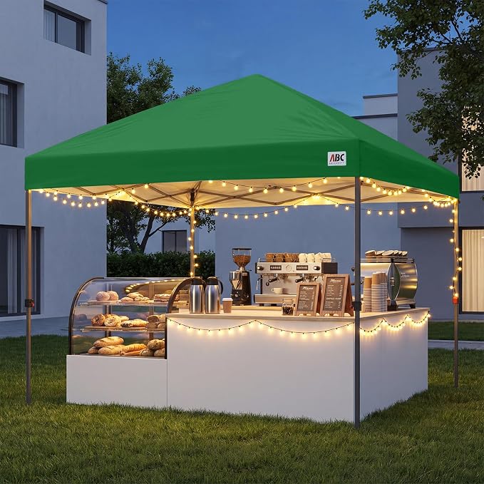 ABCCANOPY Pop Up Canopy - Outdoor Patio Portable Canopy Tent Heavy Duty for Backyard and Deck with 4 Sandbags(Green, 10x10)