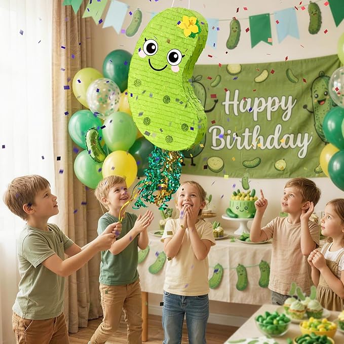 WERNNSAI Pickle Piñata - Pickle Cucumber Party Decorations Pepino Party Piñata Game for Vegetable Themed Celebration Baby Shower Favors Playroom Kitchen Market Decor Supply