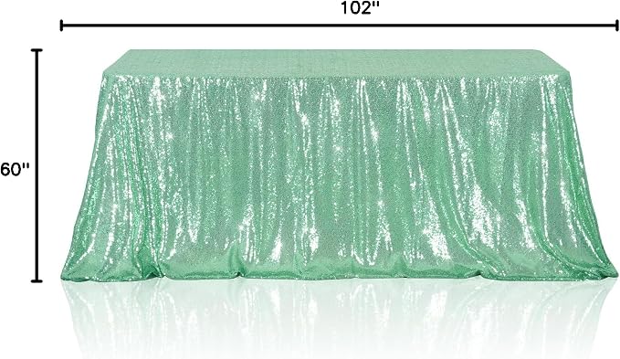 Poise3EHome Mint Green Sequin Tablecloth 60×102 Inch Rectangle Table Cover for Birthday Wedding Party Baby Shower Decoration