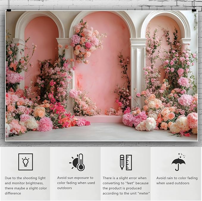 YongFoto Europea Archway with Floral 12x8ft Rose Flower Elegant Romantic Retro Photography Background Birthday Bridal Shower Wedding Party Banner Room Decor Portrait Photoshoot Wallpaper Photo Booth