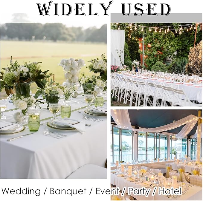 8 Packs White Rectangle Tablecloth - 60 x 102 Inch, Premium Polyester Table Cloth for 6 Foot Rectangle Tables, Washable Fabric Table Covers for Wedding, Party, Banquet, Dining