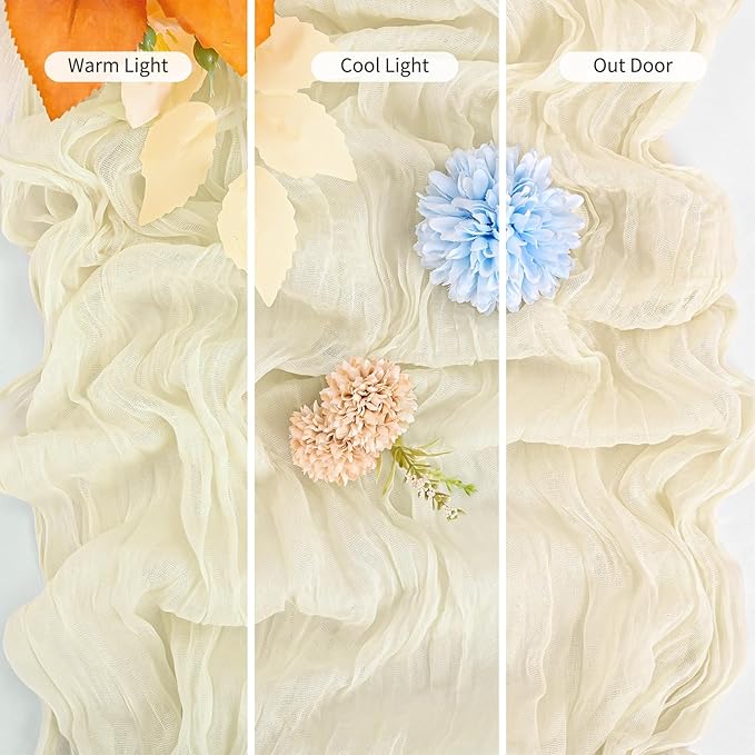25 Pack Ivory Table Runner 17 x 108inch Cheesecloth Table Runner Boho Gauze Table Runners Rustic Sheer Fabric Cheese Cloth Table Runners for Wedding Party Bridal Shower Farmhouse Thanksgiving Decor