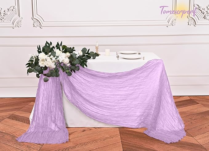 16 Pack 10Ft Cheesecloth Table Runner Lavender, 20 x 120 Inch Rustic Gauze Boho Cheese Cloth Table Runners Wedding Long Table Runner for Wedding Party Bridal Shower Table Decoration