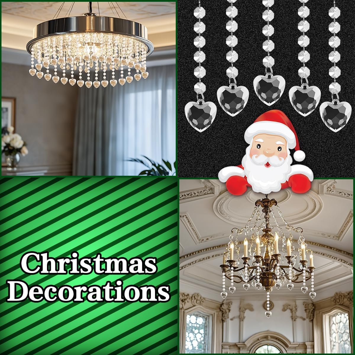 100 Pack Hanging Crystals - Clear Acrylic Prisms Pendant Ornaments for Christmas Tree, Centerpieces, Chandelier, Window & Home Decor, Ideal for Weddings, Parties Decorations (Heart)