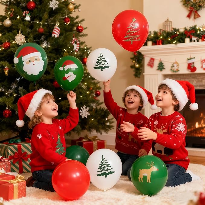 Christmas Themed Happy Birthday Party Decorations, Plates Napkins Cups Tableware, Christmas Snowman Backdrop Tablecloth, Happy Birthday Banner, Cake Topper, Colorful Printed Balloons for Kids Adults
