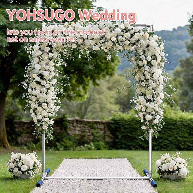 Wedding Arch Stand, 7x4FT Arch for Wedding Ceremony, Square Backdrop Metal Stand Frame Heavy Duty for Party, Garden, Anniversary, Baby Shower, Outdoor, Indoor, Rectangle Archway for Balloon Decoration