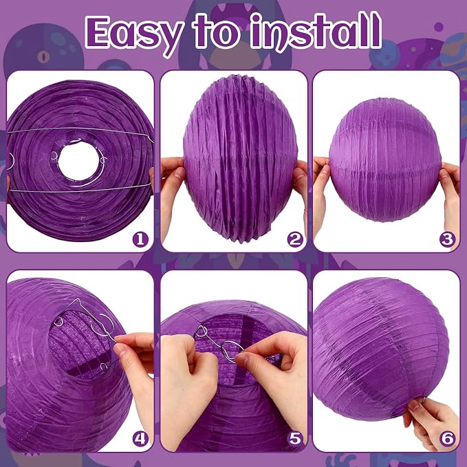 Weysat 12pcs Monster Theme Hanging Paper Lanterns Spot Monster Theme Blue Green and Purple Round Lantern Decorations Birthday Party Supplies for Birthday Party Shower Classroom Home Decor Supplies