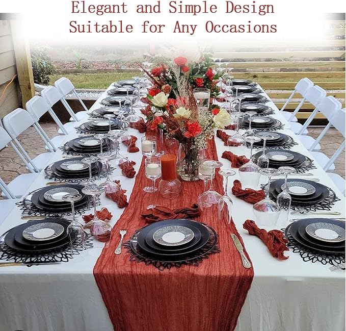 16 Pack Terracotta Cheesecloth Table Runner 20 x 120 inch Gauze Table Runners 10 FT Long,Semi Sheer Cheese Cloth Fabric Table Runner Bulk for Wedding,Party,Baby Shower,Bridal Shower Decoration