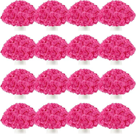 Tigeen 150 Pcs Hydrangea Artificial Flowers Bulk 7.48 Inch Artificial Hydrangeas with Removable Stems Faux Flowers Wedding Decor for Home Garden Party Decoration DIY Project (Hot Pink)