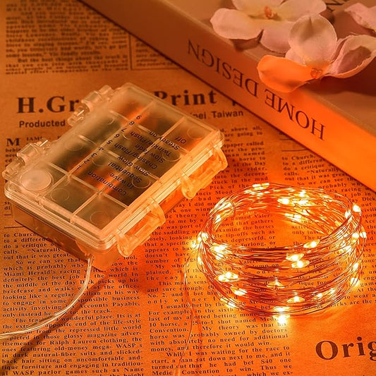Ariceleo 1 Pack 65.6 Ft. Battery Operated Outdoor String Lights with Remote & Timer, LED Orange Fairy Lights, Waterproof Twinkle Lights for Bedroom, Dorm, Mason Jar, Wedding, Party, Christmas