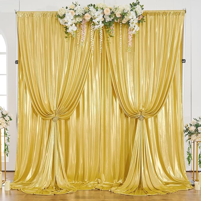 30×10FT Gold Sequin Backdrop Curtains Wedding Backdrop Drapes Wrinkle-Free Thick Glitter Photo Background Fabric for Birthday Graduations Friendgiving Christmas Party Photography Stage Decor