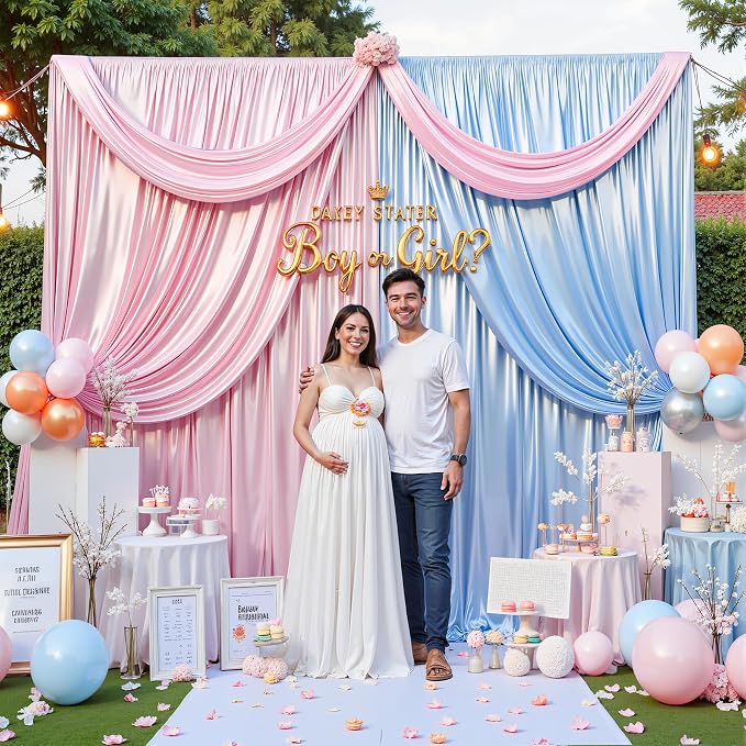 10x10ft Pink Glitter Backdrop Curtain for Parties, Wrinkle Free Satin Photo Backdrop Drapes 2 Panels 5x10FT Shimmer Back Drop Cloth for Baby Shower Wedding Birthday Photography Background Decor