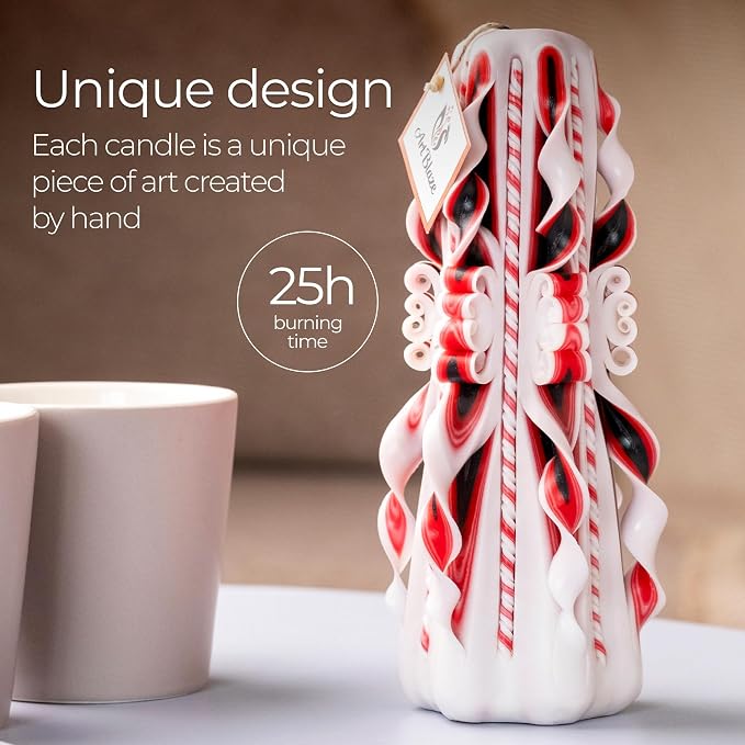Carved Candles - Handmade Long Burning Decorative Luxury Candles - Unscented - Perfect for Home Decor, Relaxation, Gifts for Women, Special Occasions, Christmas Gift for Mom - Eastern Tale