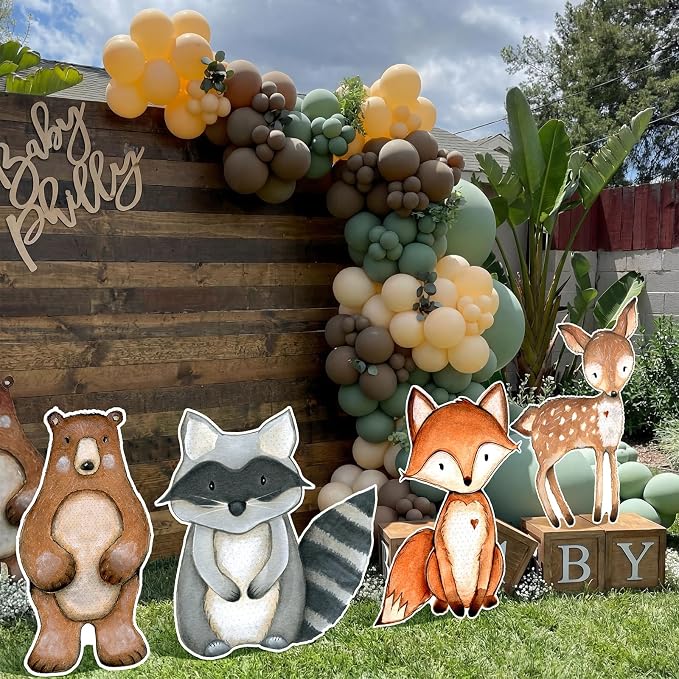 Gemscream 4 Pcs Large Woodland Animal Party Decorations 24 Inch Woodland Classroom Decor Cute Forest Animal Cardboard Cutouts Cartoon Jungle Photo Booth Prop for Birthday Baby Shower Nursery Party