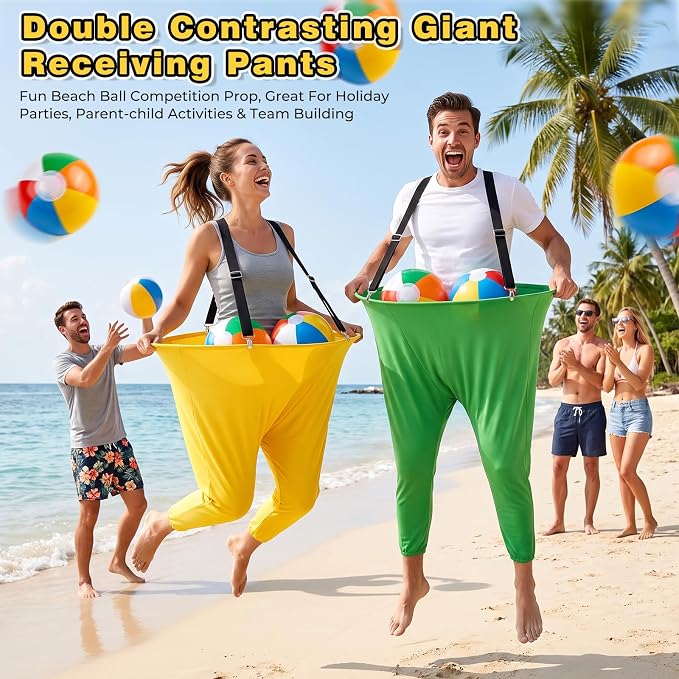 Granny Pants Yard Game Set, Giant Yard Games with 20 Bouncy Balls, 4 Suspenders, Pumps & Flags, Funny & Outdoor Games for Adults and Family, Huge Backyard Games for Lawn, Camping & Party Games